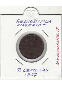 1897 2 Centesimi Zecca Roma Discreto Stato  Umberto I